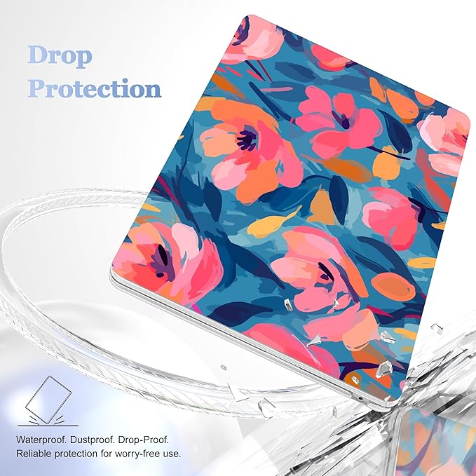 Case for MacBook Air 15 Inch 2025 2024 2023 Release M4 A3241 M3 A3114 M2 A2941, Hard Shell with Screen Protector & Keyboard Cover, Compatible with Touch ID, Flowers Print