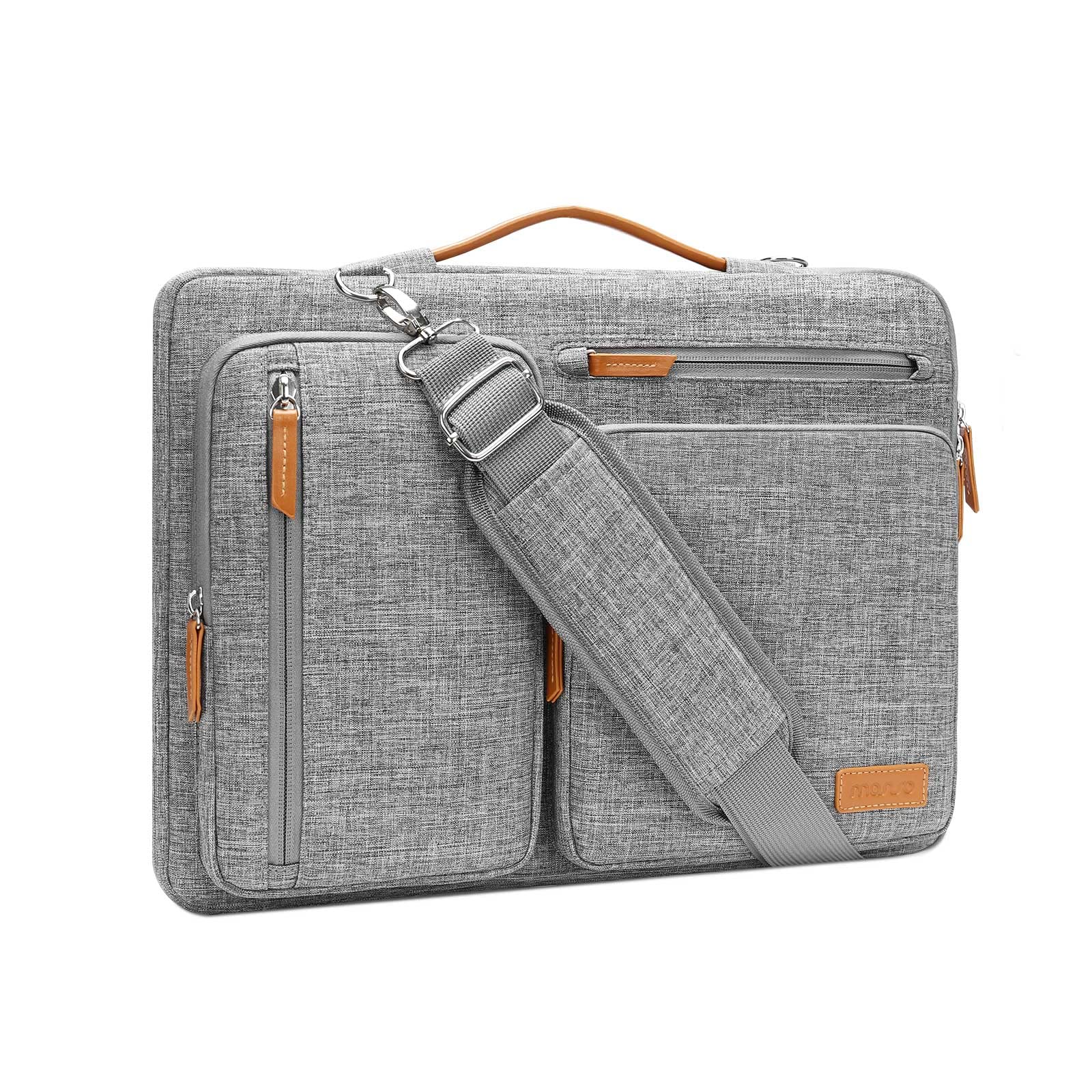 MOSISO 360 Protective Laptop Shoulder Bag,14 inch Computer Bag Compatible with HP Lenovo Dell ASUS Acer, HP, Dell Latitude, Lenovo,Side Open Messenger Bag with 4 Zipper Pockets&Handle, Gray