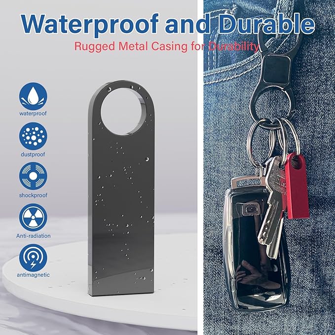 5 Pack 32GB USB Flash Drive with Keychains, Wooolken Sleek Metal USB 2.0 Thumb Drives Memory Stick for PC Laptop Computer