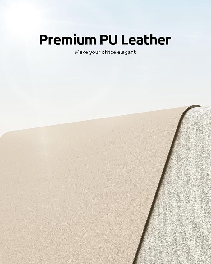 YSAGi Leather Desk Pad Protector, Office Desk Mat, Large Mouse Pad, Non-Slip PU Leather Desk Blotter, Waterproof Laptop Desk Writing Pad for Office and Home (23.6" x 13.8", Eggshell)