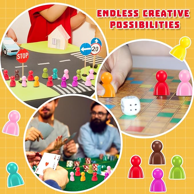 Liliful 200 Pcs Board Game Pieces Plastic Multi-Color Pawns Ideal Game Tokens for Tabletop Playing, Sorting, Counting, Replacement Pieces, 8 Colors
