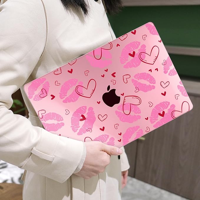 MEEgoodo Case for MacBook Pro 13 inch Case 2022 2021 2020 New A2338 M2/M1 A2251 A2289, Laptop Hard Shell with Keyboard & Camera Cover Compatible with 13 inch MacBook Pro, Cute Kiss & Love