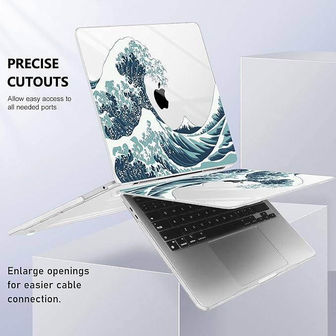 May Chen Compatible with MacBook Pro 13 inch Case 2022 2021 2020 Release Models A2338 M2 M1 A2251 A2289, Plastic Hard Shell Case for MacBook Pro 13 Inch with Touch Bar Fits Touch ID, Great Wave