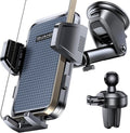 [2025 New] Dashboard Phone Holders for Your Car (+Air Vent Clip) [Military Grade Stable] , Car Cell Phone Holder, Rotatable Suction Cup Car Phone Mount for All Phone (Light Grey)