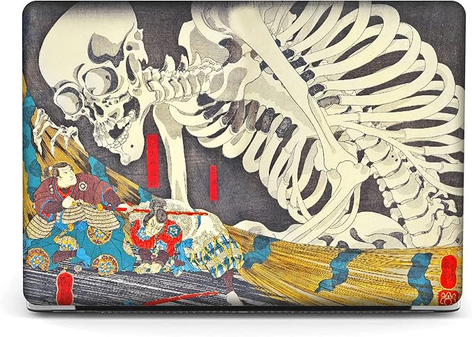 Berkin Arts Compatible with MacBook Pro 13 inch Cover, 2022, 2021, 2020-2018 Release A1708 with Keyboard Cover & Screen Protector Feudal Japan Art (The Skeleton Specter by Kuniyoshi)