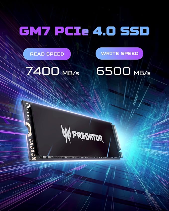 Predator GM7 2TB SSD: M.2 2280 PCIe Gen 4 x4 NVMe 2.0, Read Speed Up to 7400 MB/s, Internal PC Solid State Drive for Laptop, Desktop and PS5 - BL.9BWWR.119