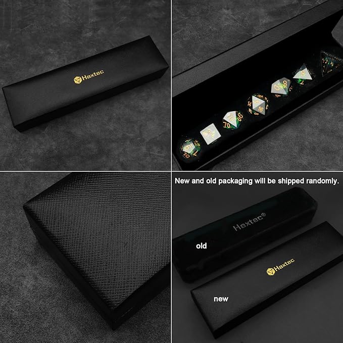 Haxtec DND Dice Set Black Sharp Edge Resin Dice with Dice Case Iridecent D&D Dice for RPG Compatible with Dungeons and Dragons DND Gift-Black Galaxy