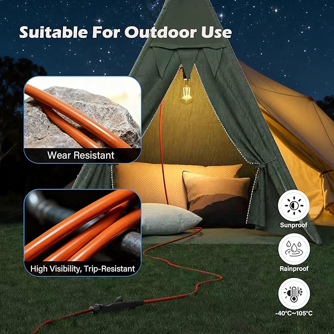 90 Degree 2 Prong Polarized Outdoor Power Extension Cord 15 FT, Angled Low-Profile Plug, 16 Gauge 125V SJTW Waterproof Long Cable for Home Office Lawnmower Garden Tools Lights, ETL+Ties-Bright Orange