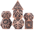 PJOY Metal DND Dice Set D&D Dragon Dice Copper with Metal Case D and D Dice for Dungeons and Dragons TTRPG Gifts