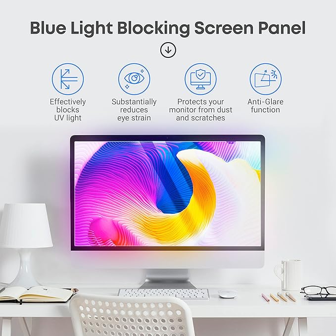 23.6 inch Blue Light Blocking Screen Protector Panel for 16:9 Widescreen Computer Monitor and Laptop - PC Anti-UV Eye Protection Filter Film - Anti-Scratch Diagonal Frame Shield [1 Pack]