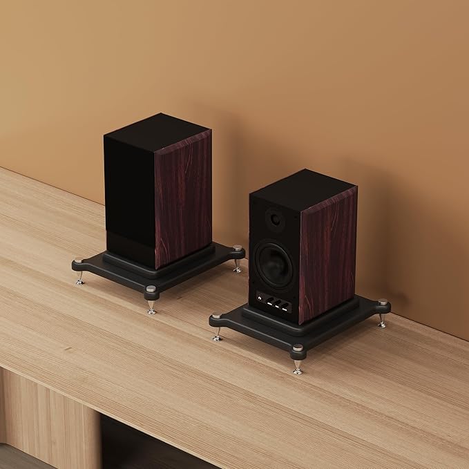2pcs Subwoofer Isolation Stand, Double-Layered Speaker Isolation Stands with Stainless Steel Metal Feet, Acoustic Speakers Isolation Pad for Floor, Desktop (15.7×17.7in)