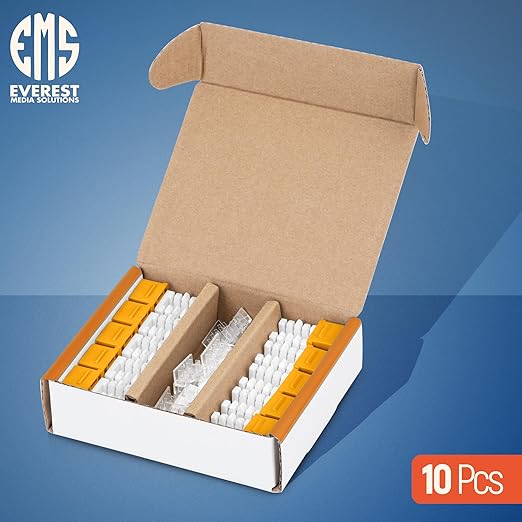 Everest 90° Angled RJ45 Cat6A Keystone Jacks 10-Pack in Yellow - Slim Profile Female RJ45 Connectors - Cat 6A Keystone Jack - Compatible with 90° Angled Speed Termination Tool - easyJACK (B094WB91H3)