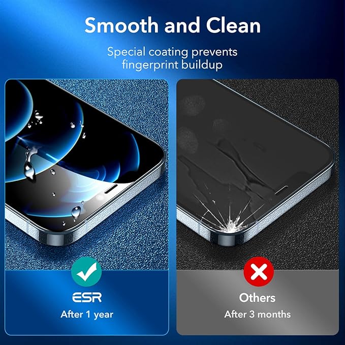 ESR 3 Pack for iPhone 12 Pro Max Screen Protector, 9H Hardness Tempered Glass Scratch Resistant with Easy Installation Frame compatible with iPhone 12 Pro Max 6.7", Case-Friendly