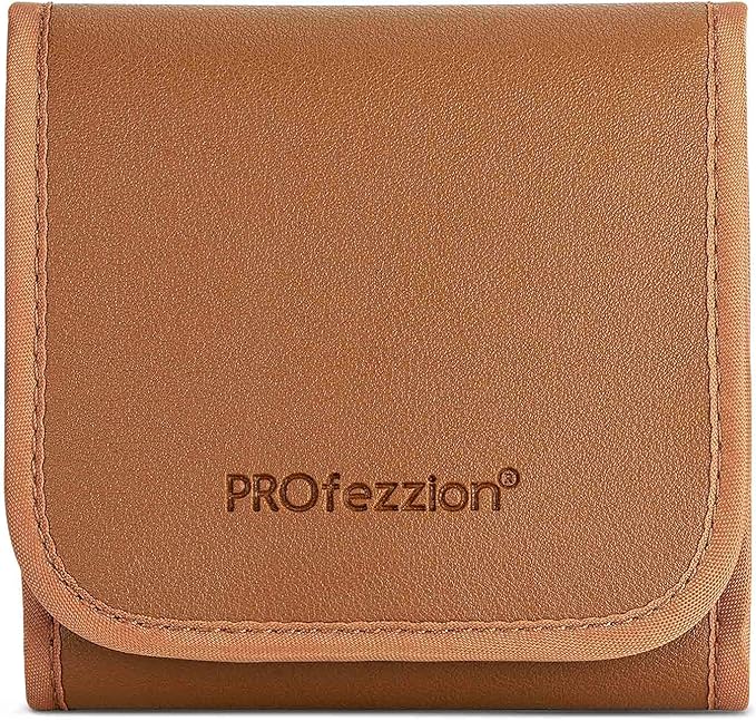 PROfezzion 3-Pocket Foldout Filter Pouch for 82mm Camera Lens Round Filter, Shock Resistant & Anti Scratch Photography Filter Case, Filter Carry Case with Microfiber Cleaning Cloth