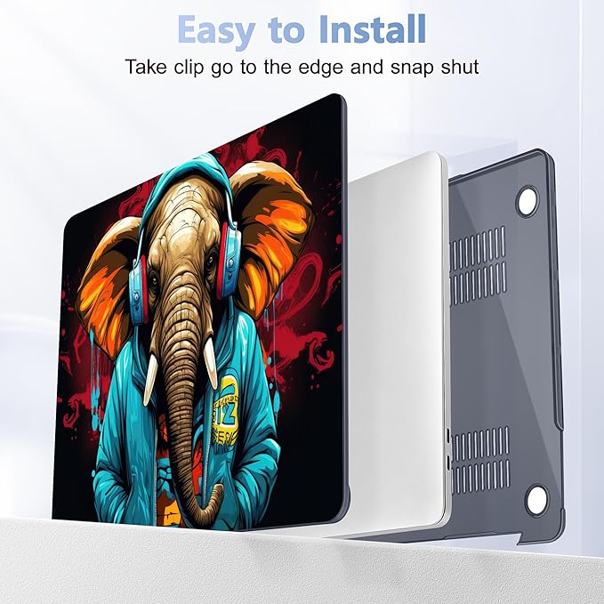 for MacBook Pro 16 inch Case 2019 2020 Release Model A2141, Plastic Hard Shell Cover with Keyboard Cover & Screen Protector for MacBook Pro 16 inch with Touch Bar & Touch ID, Elephant Hoodie