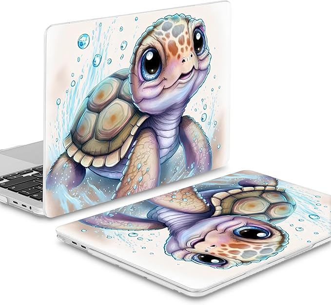 Mektron Case for MacBook Pro 16 Inch A2141 Cover 2019 Release 16" with Liquid Retina Display/Touch ID, Plastic Hard Shell with Keyboard Skin & Screen Protector & Dust Plug, Cute Turtle