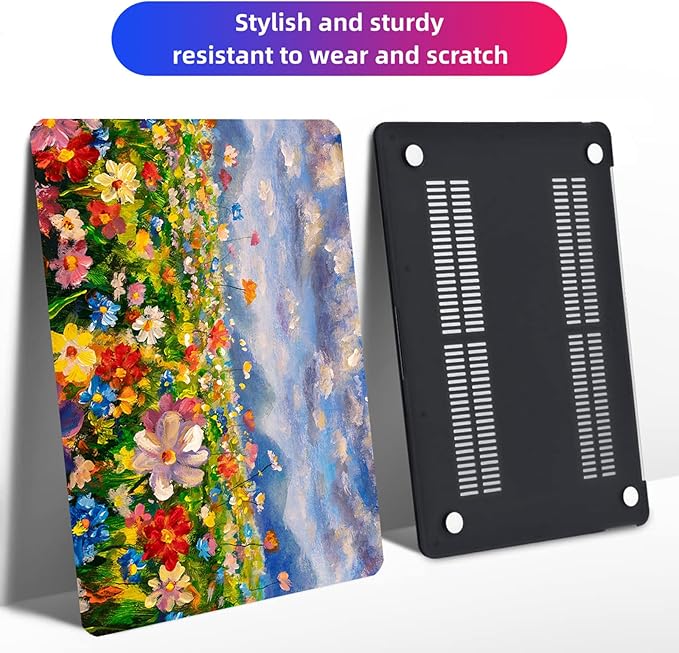 Compatible with MacBook Air 13 Inch Case 2017 2016 2015 2014 2013 2012 2011 2010 Release A1466/A1369, Plastic Hard Shell Case + Keyboard Cover + Screen Protector - Flowers