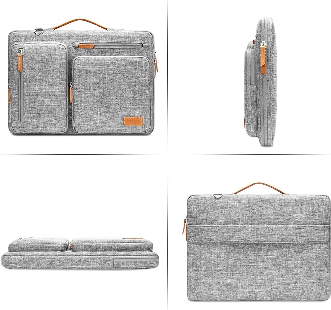 MOSISO 360 Protective Laptop Shoulder Bag,13-13.3 inch Computer Bag Compatible with MacBook, HP, Dell, Lenovo, Asus Notebook,Side Open Messenger Bag with 4 Zipper Pockets&Handle, Gray