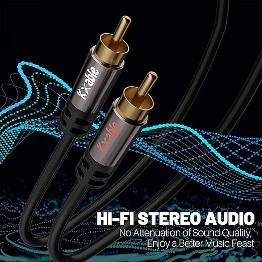 RCA Cable 75FT, 2RCA Male to 2RCA Male Stereo Audio Cable,【Oxygen-Free Copper, Hi-Fi Sound, Double Shielded】 2 RCA Car Audio Subwoofer Cord for Home Theater, HDTV, Amplifier, Hi-Fi System, Speaker