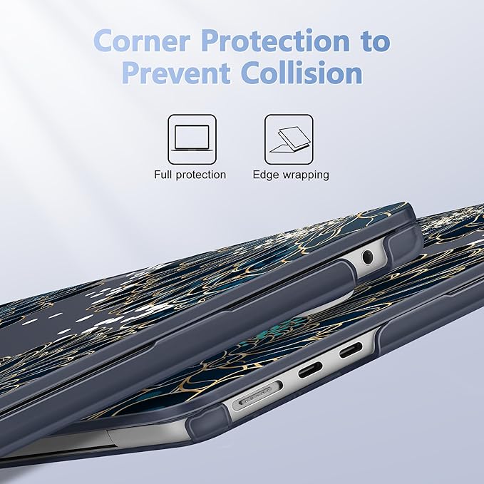 Case for MacBook Air 15 Inch 2025 2024 2023 Release M4 A3241 M3 A3114 M2 A2941, Hard Shell with Screen Protector & Keyboard Cover, Compatible with Touch ID, Luxury Floral