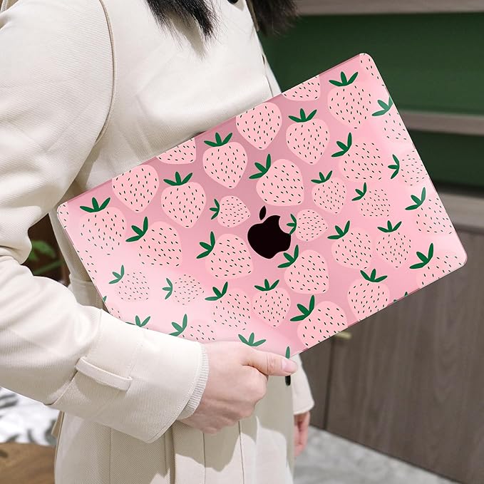 MEEgoodo Case for M4/M3/M2 MacBook Air 13.6 inch Case 2025 2024 2022, Fit Model A3240/A3113/A2681, Laptop Hard Shell with Keyboard Cover Compatible with MacBook Air 13 inch, Minimalist Strawberry