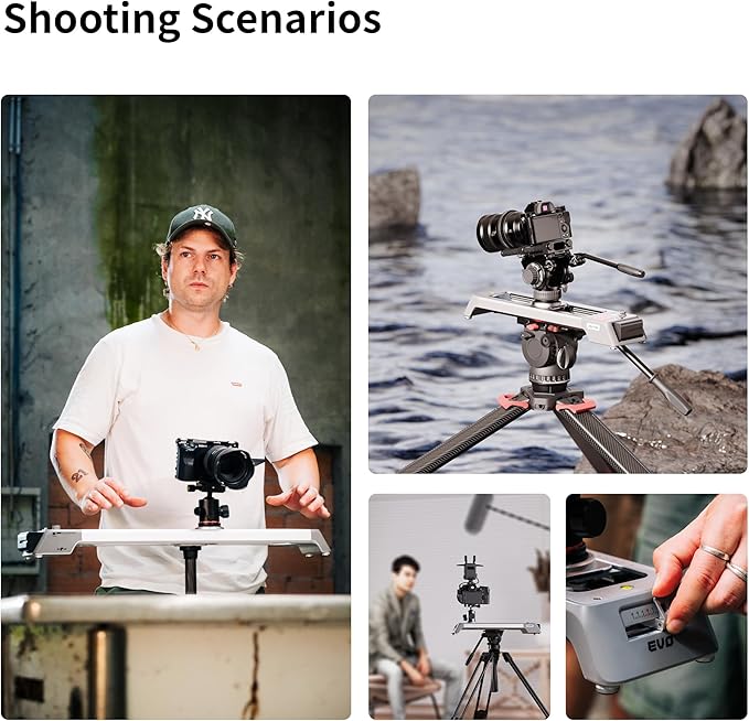 Zeapon EVO 125°Panorama Rotating Motorized Camera Slider, Powerful Quiet Motor for 5.5-11Lbs Payload, 23.6''/40cm Light Compact Slider Dolly with Carrying case, Buttons & App Control (D40 (15.7''))