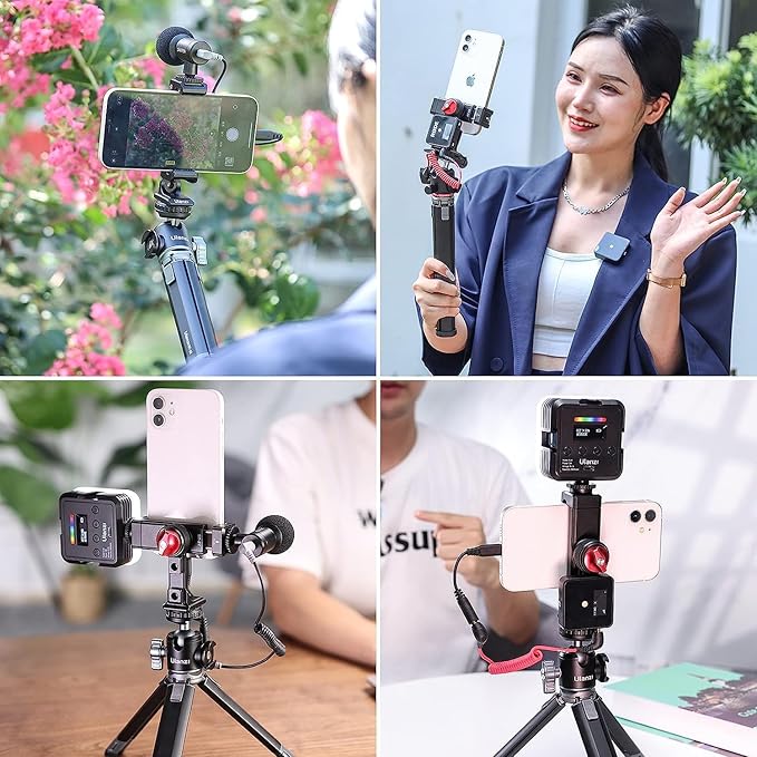 ULANZI ST-27 Phone Tripod Mount, 360° Metal Phone Holder for Tripod w 3 Cold Shoes & Arca Port, Versatile Smartphone Adapter for iPhone 17 16, Desktop Tripods, and Live Streaming/Vlogging Setup