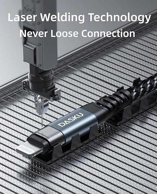 Dasku iPhone Charger Fast Charging, 6 Foot MFi Certified Lightning Cable Braided USB iPhone Charging Cord Compatible with iPhone 14/13/12/11/Pro Max/X/Xs Max/Xr/8 Plus/7 Plus/6/6 Plus/iPad mini/Air