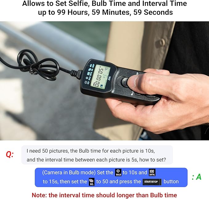 JJC Intervalometer Timer Remote Shutter Release Time Laspe for Panasonic G7 G9 II G85 GH7 GH6 GH5 GH5S GH4 S5 S1 S1R S1H GX8 GX7 FZ300 FZ1000 FZ2500 FZ200 FZ150 FZ100 FZ50 G6 G5 GH3 GH2 Camera & More
