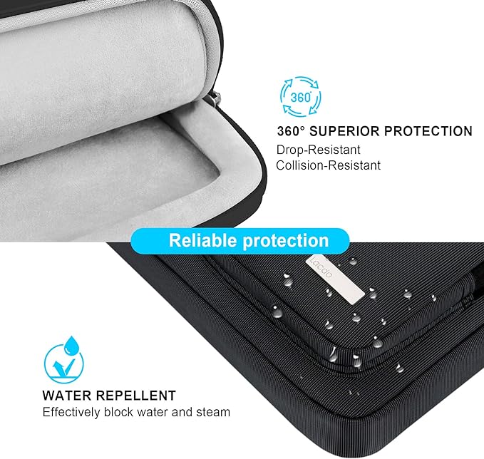 Lacdo 360° Protective Laptop Shoulder Bag for 15 inch New MacBook Air M4 A3241 2025, M3 A3114, M2 A2941 2024-2023, 15 inch MacBook Pro A1990 A1707, Dell XPS 15 Plus 2022-2020 Computer Case Bag, Black