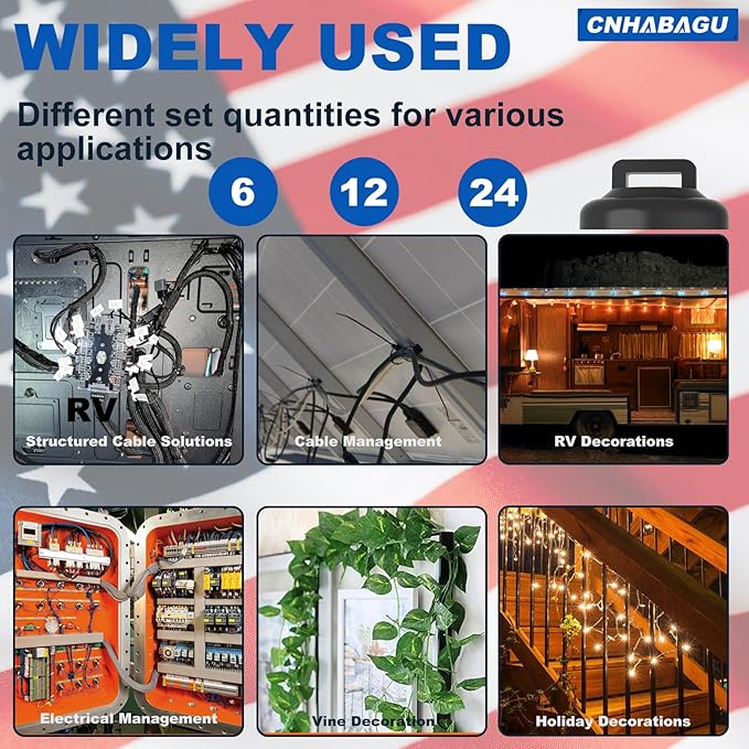 Magnet Zip Tie Mount Magnetic Zip Ties Mount Clips Base Holder Strong Multipurpose Wire Cable Holder Mount Wire Clips Management for Home Office Marine Electrical Wiring (12 Pcs, D19 Small)
