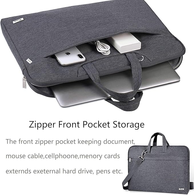 Voova Laptop Bag 13 14 Inch, Waterproof Computer Sleeve Carrying Case with Shoulder Straps & Handle Compatible with Macbook Air 13 M2/M3/M4, MacBook Pro 13/14, HP Dell Lenovo Chromebook 14, Grey