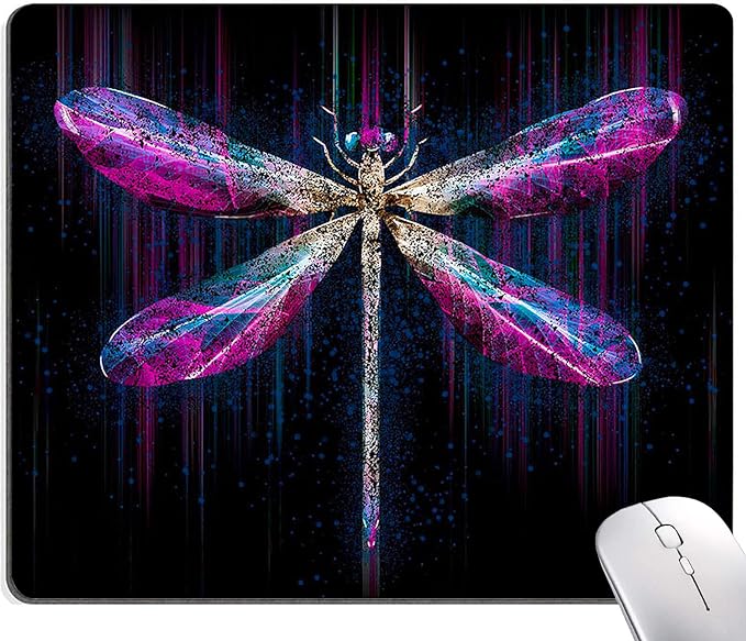 Hokafenle Mouse Pad, Purple Dragonfly Mouse Pad, Square Custom Mouse Mat Waterproof Mousepad Non-Slip Rubber Base MousePads for Office Home Laptop