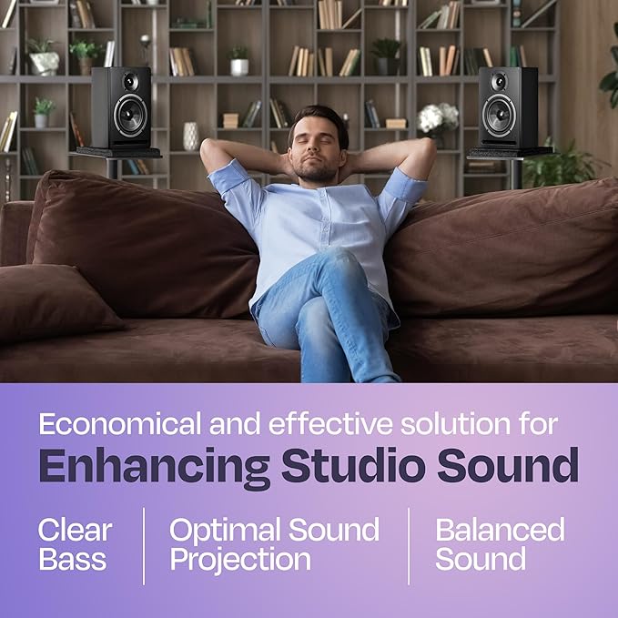 Studio Monitor Isolation Pads Premium Acoustic Foam for 3-4.5 Inch Speakers with Vibredux HD Foam for Superior Isolation, Black