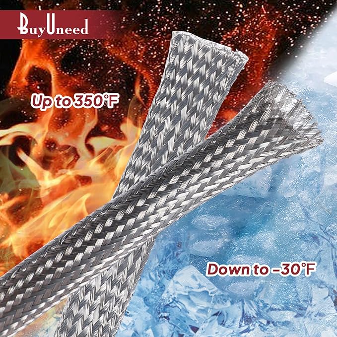 Tinned Copper Metal Braid Sleeving Wire Shielding Sleeve Braided Copper Ground Straps EMI/RFI Interference Expandable Flat Mesh Shielding Cable for Protect Wire (5/16inch-22ft)