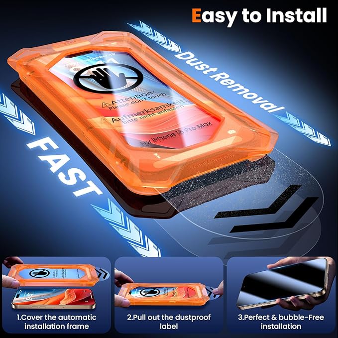 UniqueMe for iPhone 16 Pro Screen Protector - [Military Grade Shatterproof & 9H+ Hardness] Screen Protector 16 Pro Tempered Glass Full Coverage Protection, Easy Installation, 2 Packs