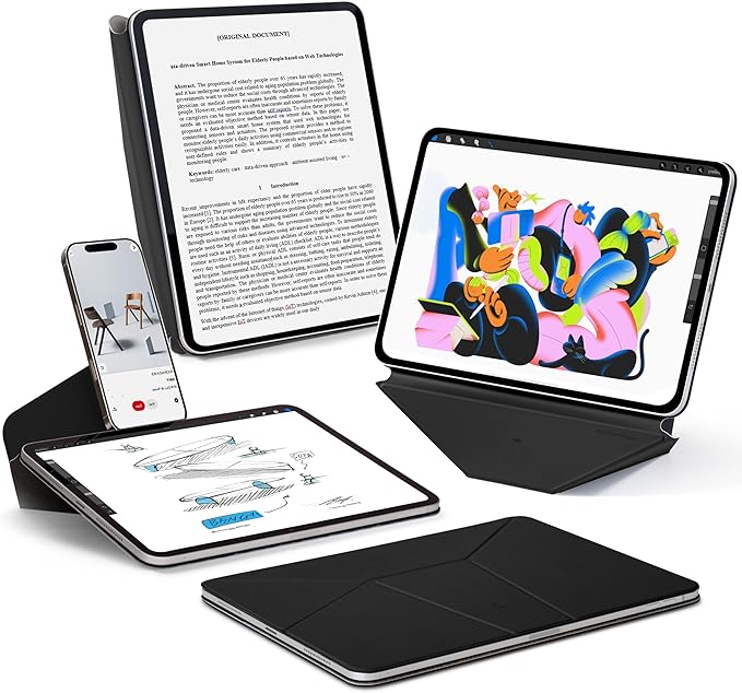 MOFT Dynamic Folio Case for iPad Pro 13 Inch (M4) 2024, Silm Magnetic Stand Case with 20+ Viewing Angles, Auto Wake/Sleep, Ultra Thin, Jet Black