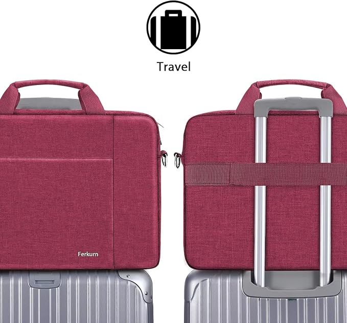 Ferkurn Laptop Bag Case for Women Men Computer Bag Compatible with HP Envy Pavilion Omen/LG Gram/MSI/Dell Inspiron XPS/Lenovo/Acer, Shoulder Strap Carrying Messenger Briefcase, Red, 17 17.3 Inch