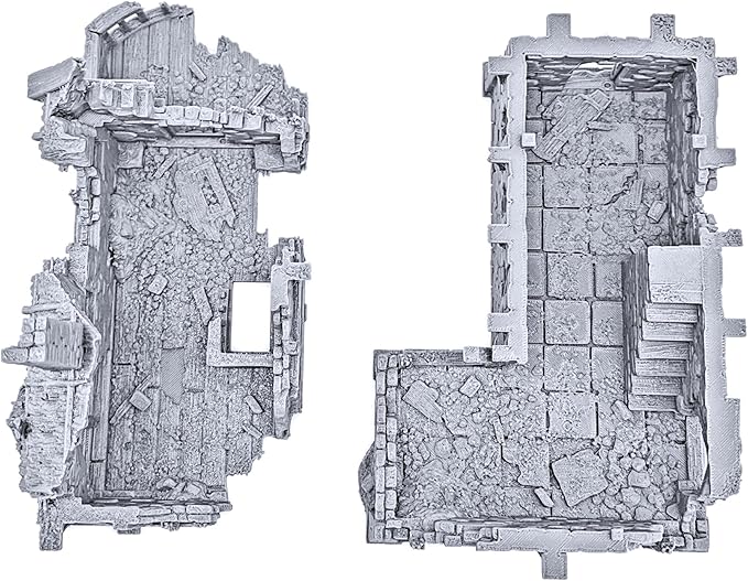 Ruined Port Merchant by Printable Scenery, 3D Printed Tabletop RPG Scenery and Wargame Terrain 28mm Miniatures