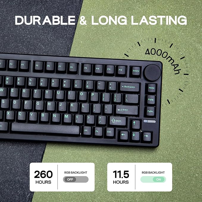 EPOMAKER QK81 75% Wireless Mechanical Gaming Keyboard, QMK/VIA Programmable and Hot-Swappable, 81 Keys with Metal Knob, 2.4Ghz/BT/USB, Creamy Gasket-Mount, RGB Backlight (Black, Flamingo Switch)