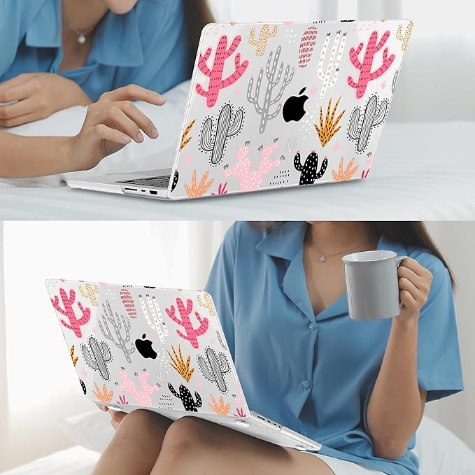 Mektron Case for MacBook Pro 16" M4 A3403 A3186 M3 A2991 M2 A2780 M1 A2485 (2021/2023/2024) Pro/Max with Touch ID, Hard Shell Plastic Laptop Cover Keyboard Cover Screen Protector, Colorful Cacti