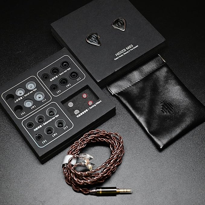MS3 in-Ear Monitors, 2BA+1DD Hybrid IEM Wired Earphones, Includes 3 Pneumatic Tuning Filters - Exclusive Adjustable Soundstage for Instruments, Detachable Cable for Audiophile/Musician 3.5mm