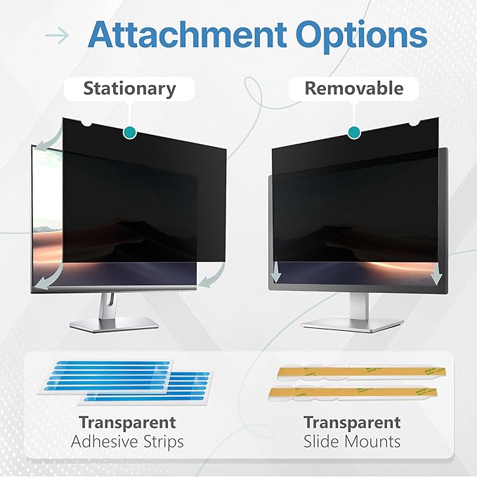 VINTEZ [2 Pack] 24 Inch 16:9 Privacy Screen for Computer Monitor and Laptop - Anti Glare Protector Film Blue Light Filter Eye Protection - Computer Screen Privacy Shield