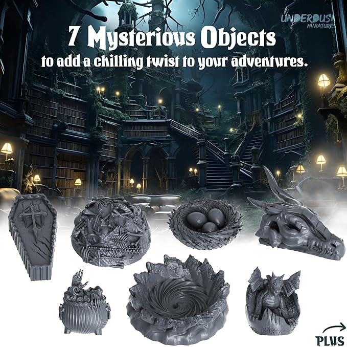 Underdusk: Monsters, Mimics, & Mysteries - 34 Unpainted Miniatures for D&D & Tabletop Gaming | Frightful Creatures and Disguised & Monstrous Mimics with Stat Blocks