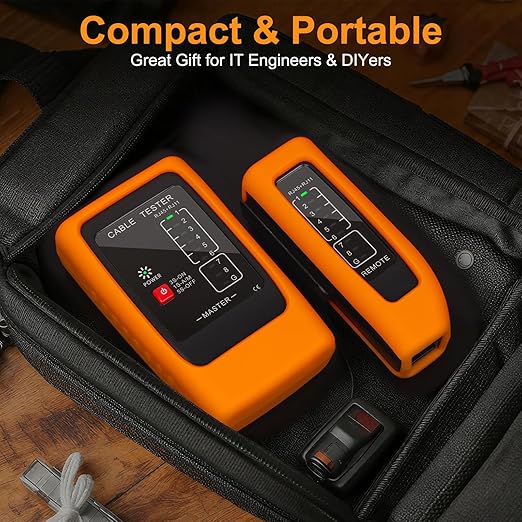 Network Cable Tester and Ethernet Tester with POE Detection, 300m Remote RJ45 Tester for Cat5/Cat6 Cable, Automatically Checks Continuity, Open, Short, Crossover (Battery Not Included)