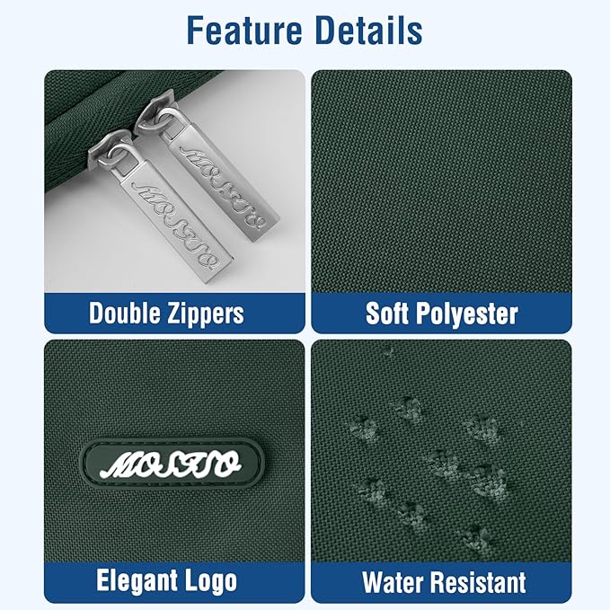 MOSISO Laptop Case 14 inch, 14 inch Laptop Sleeve Compatible with HP Lenovo Dell ASUS Acer, HP Stream, Dell Latitude, Lenovo IdeaPad, Polyester Vertical Computer Sleeve Bag with Pocket, Midnight Green