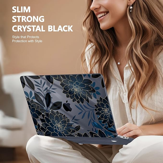 May Chen for MacBook Pro 13 inch Case 2022 2021 2020 Release A2338 M2 M1 A2289 A2251, Plastic Crystal Hard Shell Case Cover for MacBook Pro 13 inch Touch Bar Fits Touch ID, Luxury Dahlia