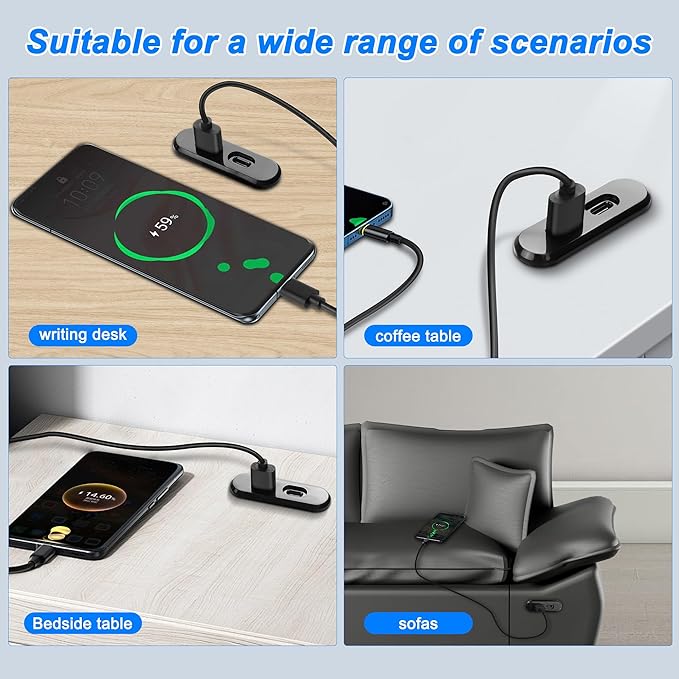 XMSJSIY USB USB C Desk Power Grommet Outlet 5V/2A USB/Type-C Embedded Charging Port Phone Desktop Charger Scoket Station for Sofa Table Bedside Workbench Office,Home-1.2M/3.9FT
