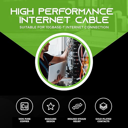 GEARit Cat 6 Ethernet Cable Pack - 100-Pack 0.5 ft Cat6 Ethernet Patch Cables | RJ45 Network Patch Cable, 10 Gbps Snagless Gold-Plated Connectors - Ethernet Cable Cat 6 for PC, TV, Router - Black