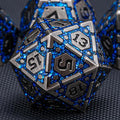 DND Metal Dice Set, Polyhedral Dice Set for RPG D&D Dice with Cracks Dungeons and Dragons Dice Set for RPG TTRPG D&D Die with Gift Case(Antique Nickel Blue)